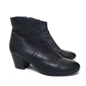 Steve Madden | Porcha Leather Black Heeled Side Zip Ankle Booties